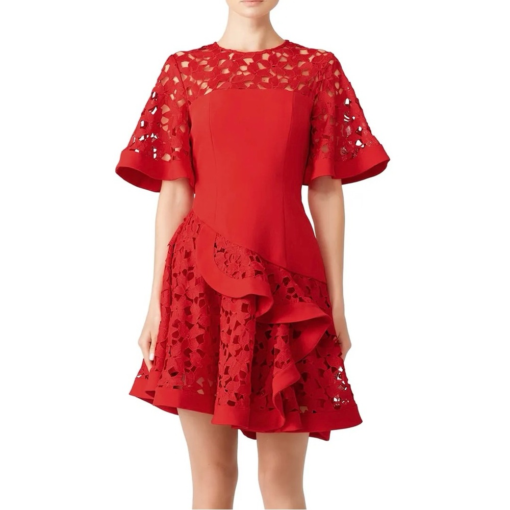 Keepsake the Label Headline Red Mini Lace Dress